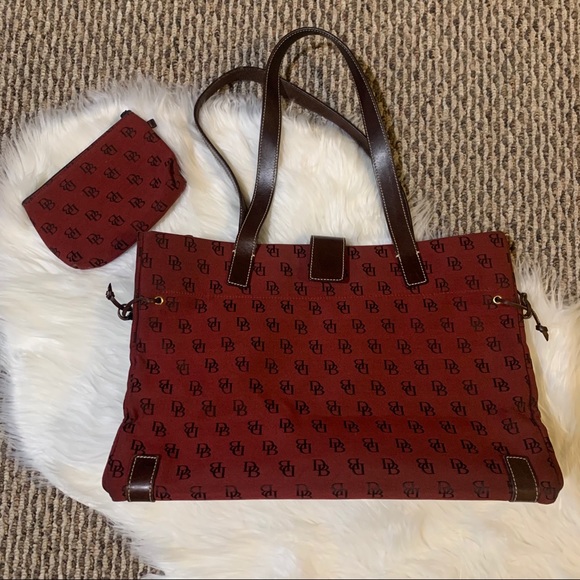 Dooney & Bourke Handbags - Dooney and Bourke Large Tote Leather Straps Maroon